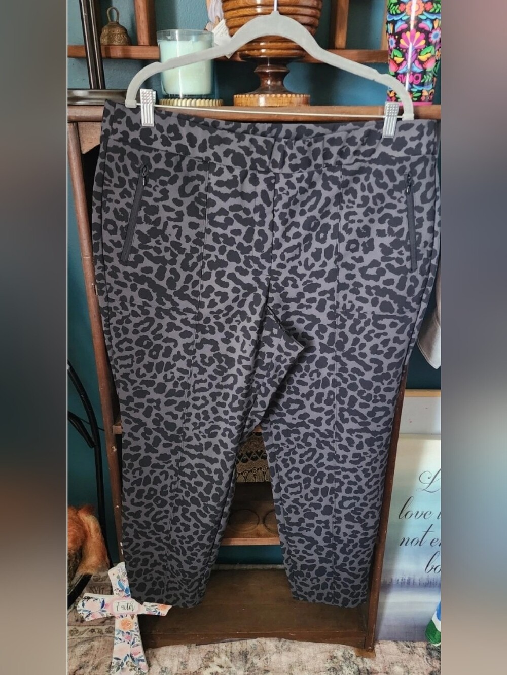 Lane Bryant Black and Charcoal Leopard Print  Pants